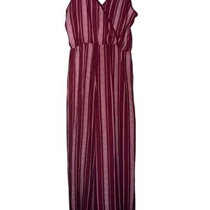Xhilaration Burgundy and White Striped Maxi Dress